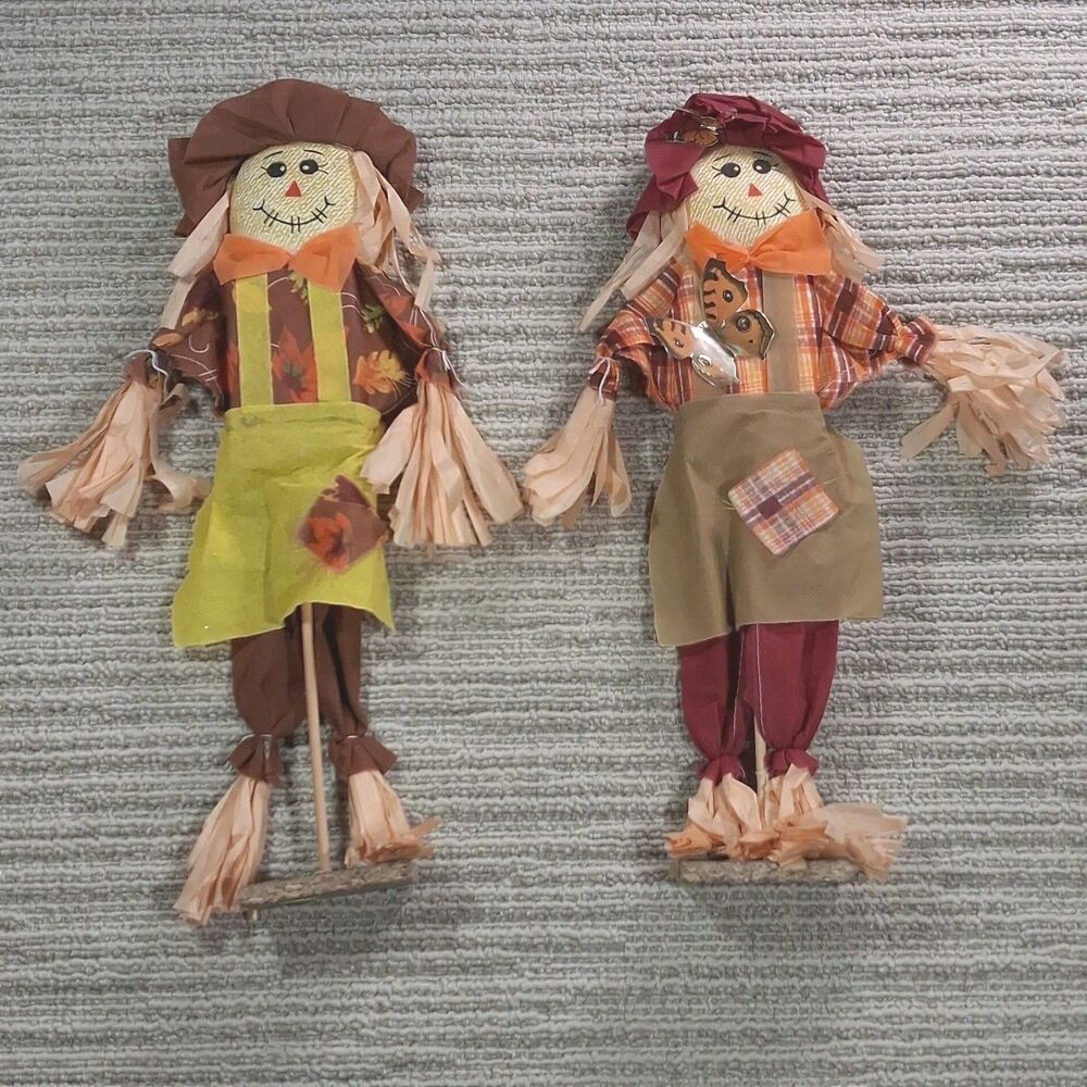 fall harvest standing scarecrow lot of 2 autumn thanksgiving tabletop decor 16 i